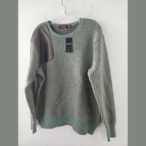 Lauren Ralph Lauren NWT Wool Blend Faux Leather Patch Sweater Size 1X